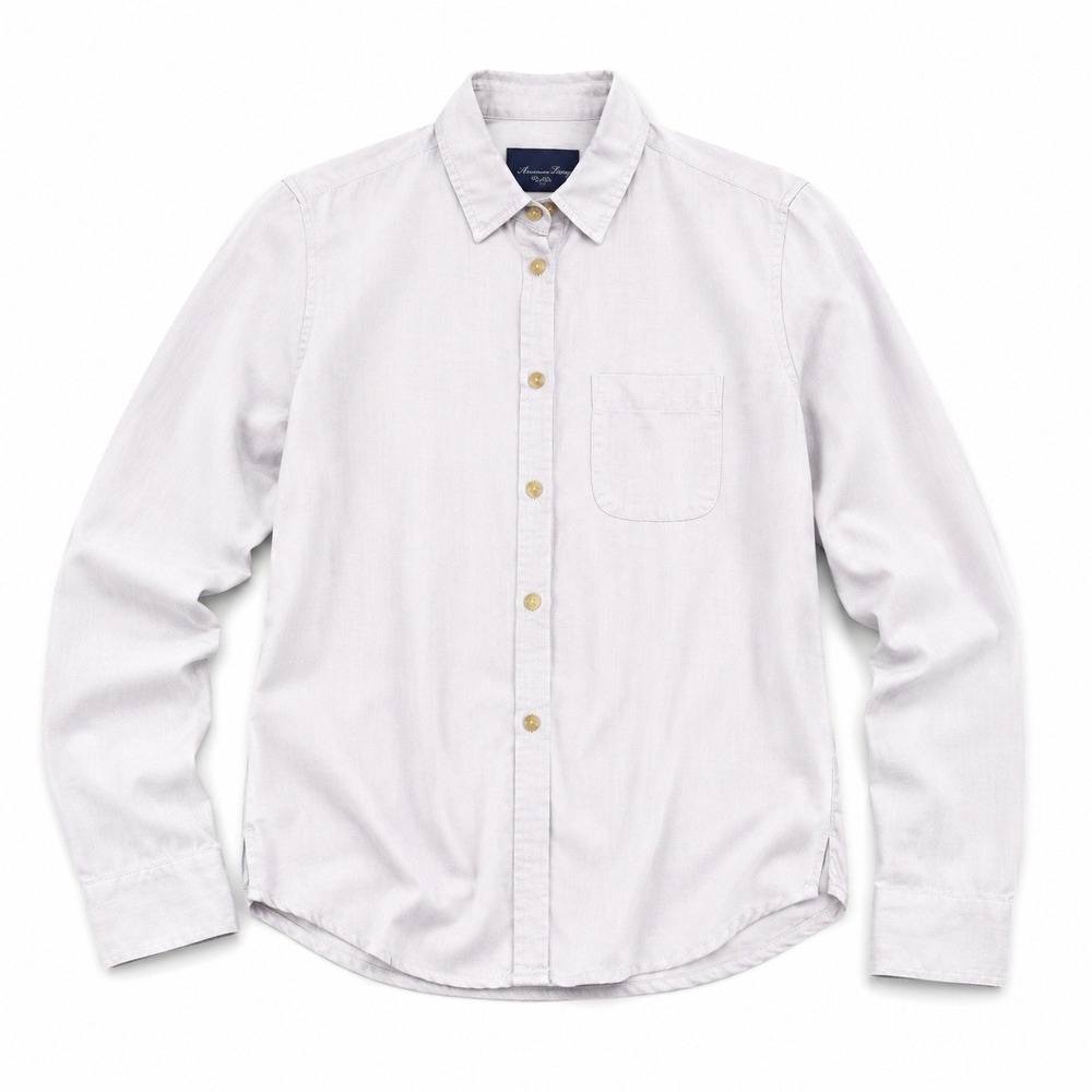 American Eagle Outfitters Button Up Shirt Gray Cotton Blend Women's XS